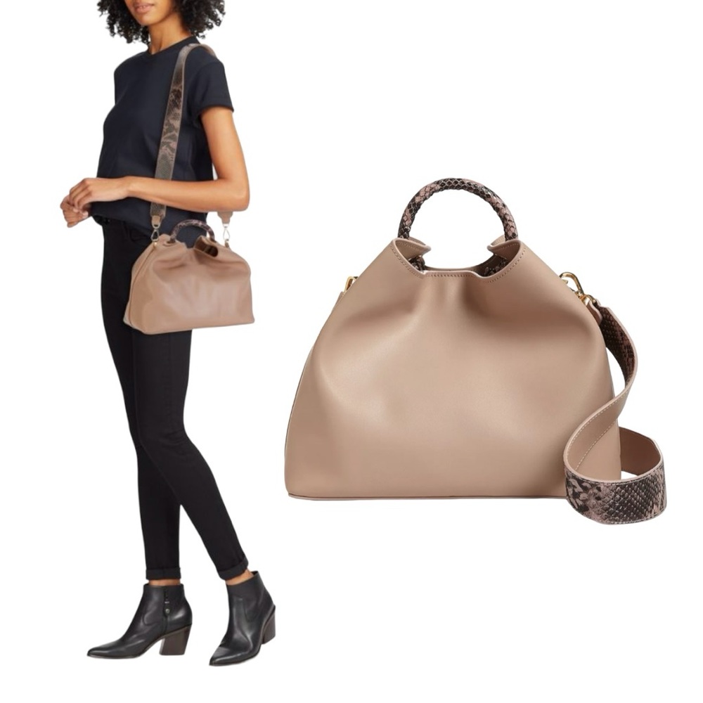 Elleme Paris | Leather Raisin Bag in Mauve Python/Taupe